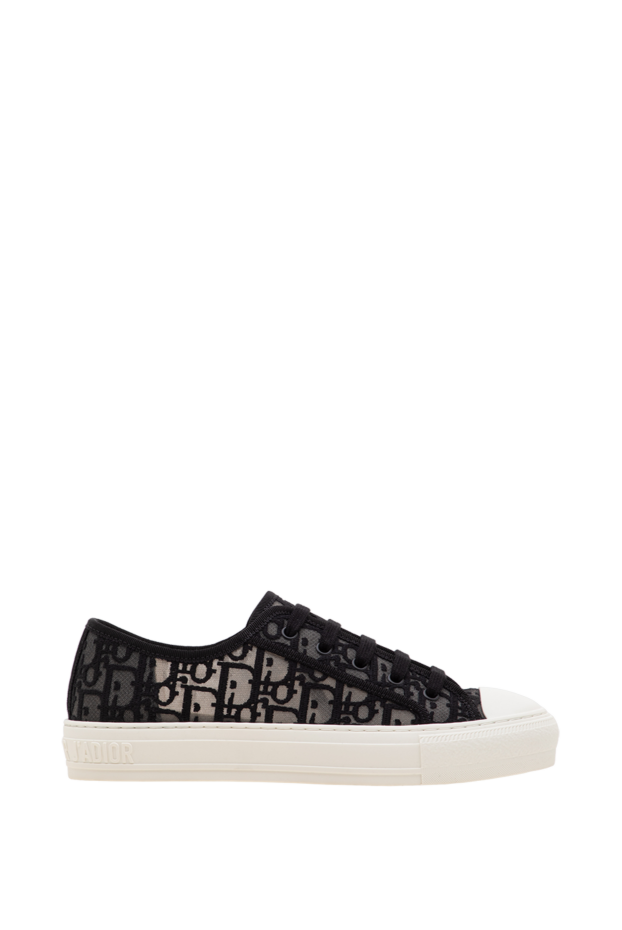 Dior women's walk'n'dior textile sneakers with oblique embroidery in black 197906 - photo 1