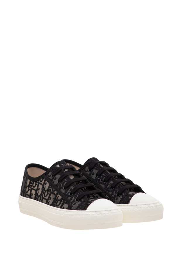 Dior women's walk'n'dior textile sneakers with oblique embroidery in black 197906 - photo 3