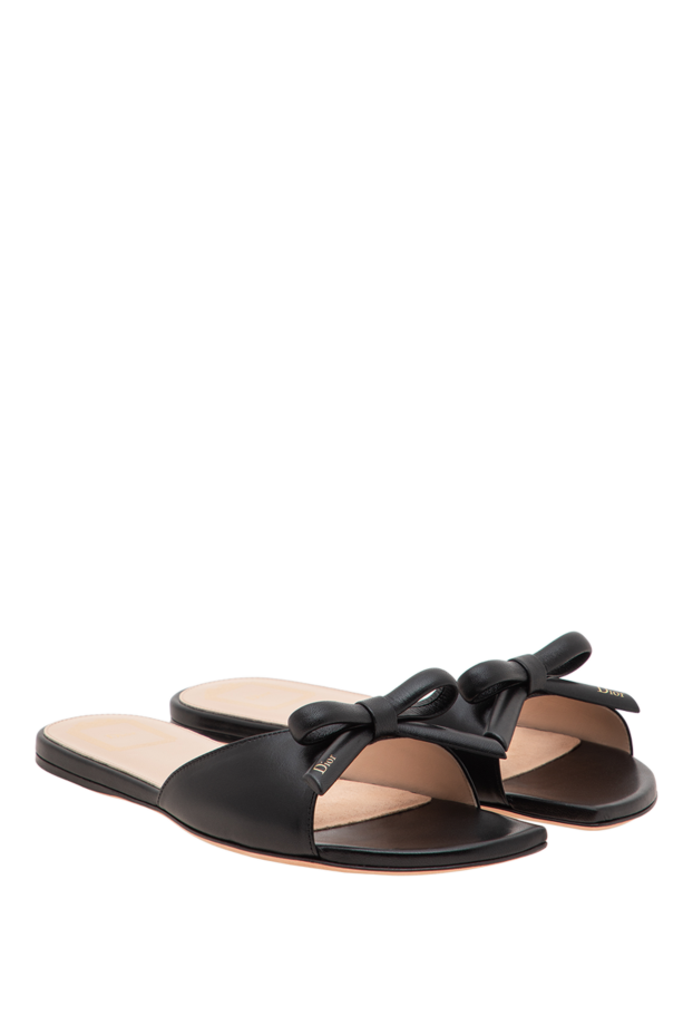 Dior women's black leather bow slide mules with a voluminous bow 197907 - photo 3