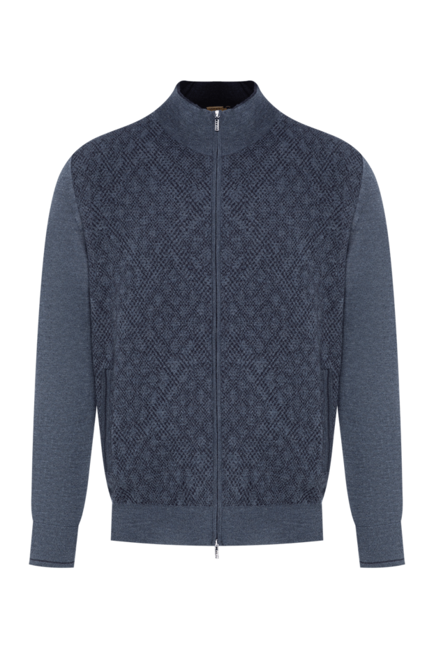 Zilli men's gray cashmere and silk cardigan with a geometric pattern 197931 - photo 1