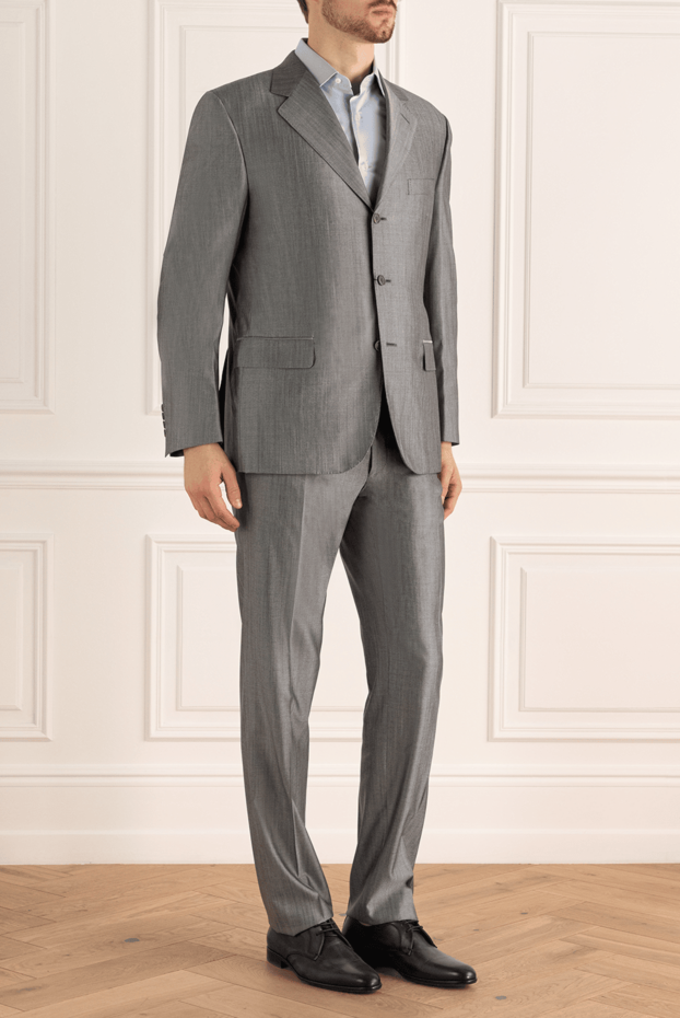 Canali light grey single breasted suit made of wool and silk 935964 - photo 3
