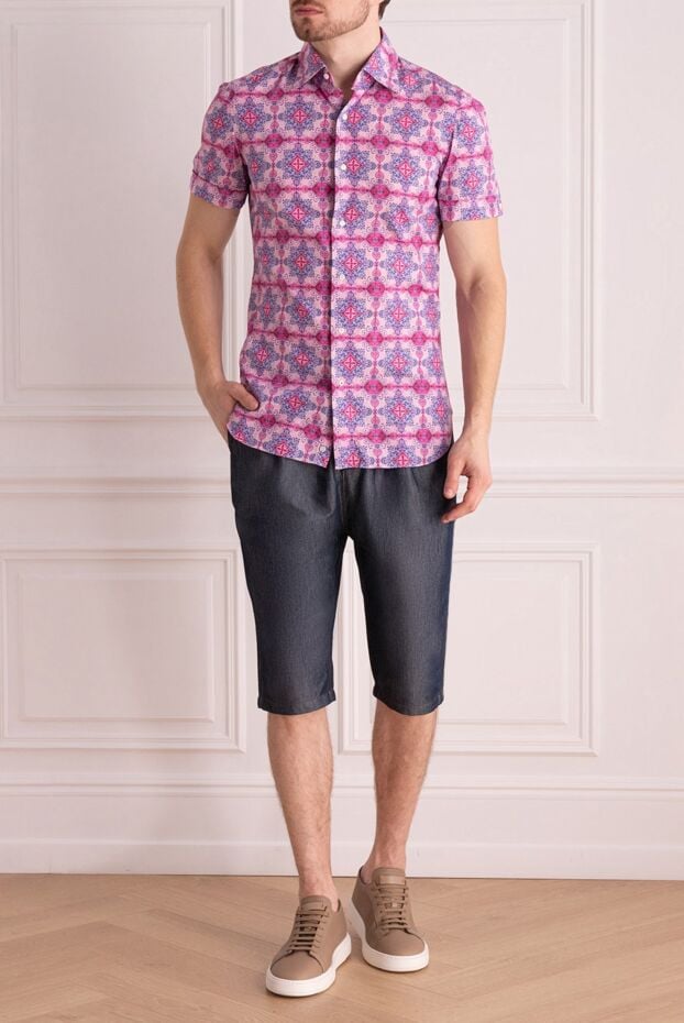 Isaia short sleeve shirt in rich shades of pink and blue 965163 - photo 2
