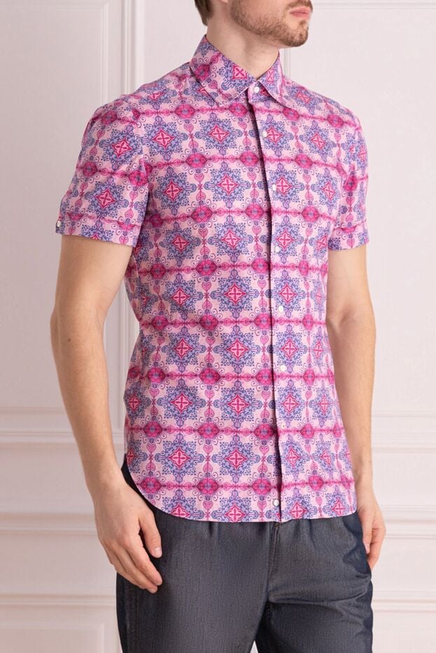 Isaia short sleeve shirt in rich shades of pink and blue 965163 - photo 3