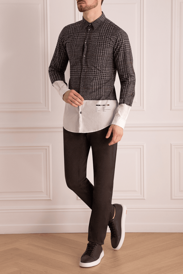 Dolce & Gabbana black and grey houndstooth shirt with white bottom in plain cotton 981752 - photo 2