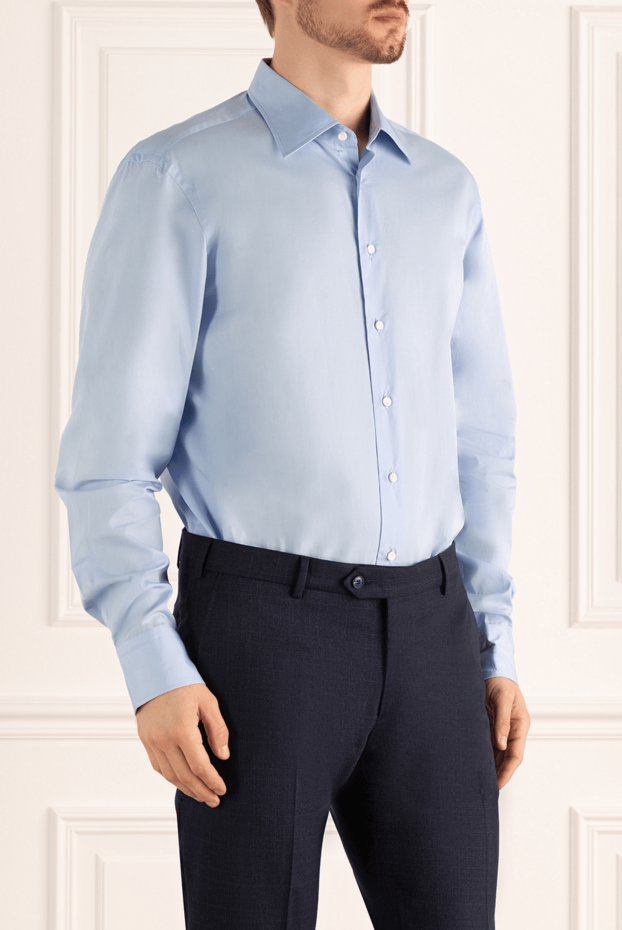 Van Laack men's business style shirt made of smooth blue cotton 982667 - photo 3