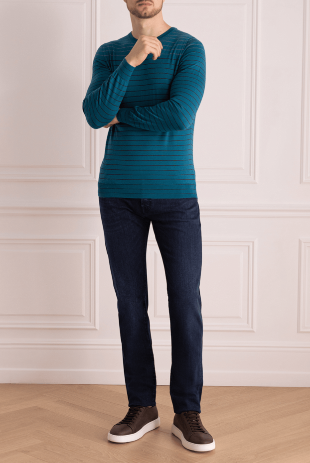 Svevo man cashmere and silk jumper blue for men buy with prices and photos 983409 - photo 2