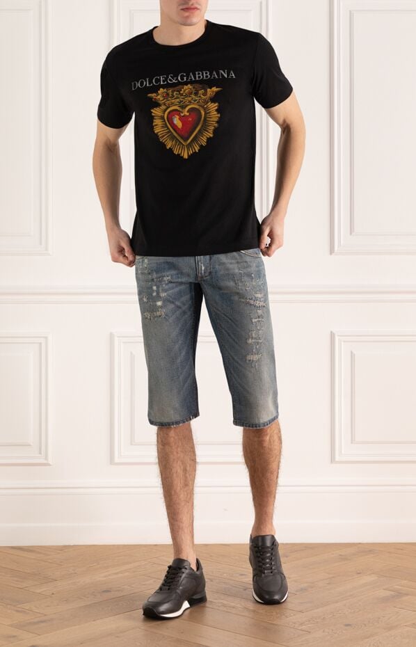 Dolce & Gabbana distressed effect denim shorts with decorative slits on the hips 986258 - photo 2