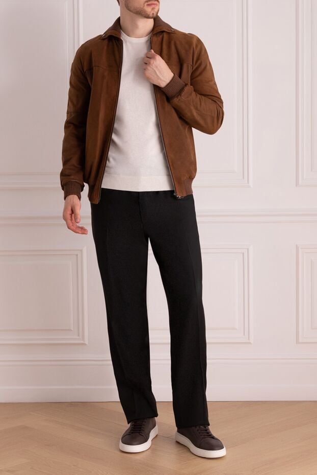 Genuine leather jacket for men brown with zipper - photo 2