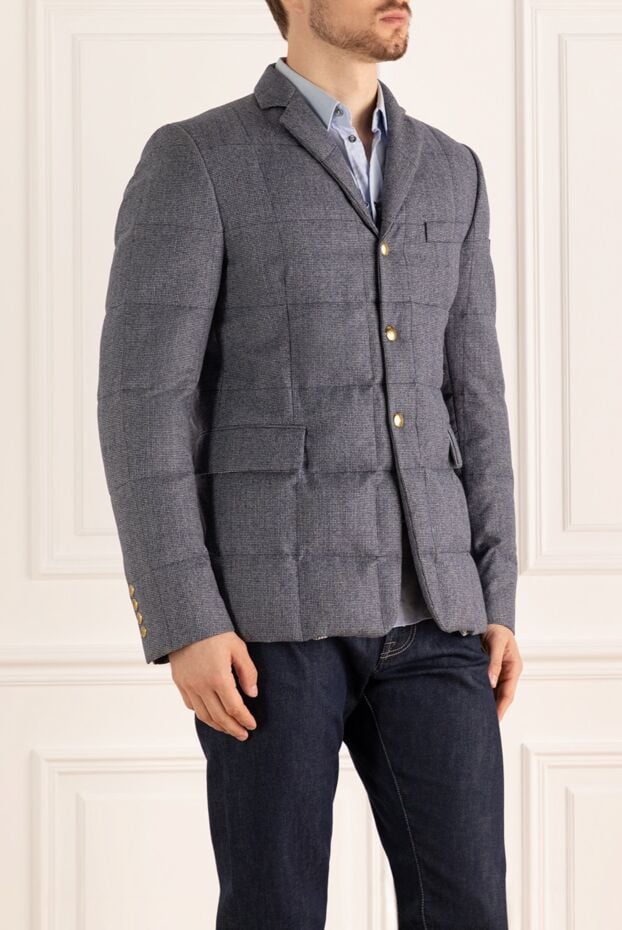 Moncler gray wool down jacket with patch pockets and gold fittings 992307 - photo 3