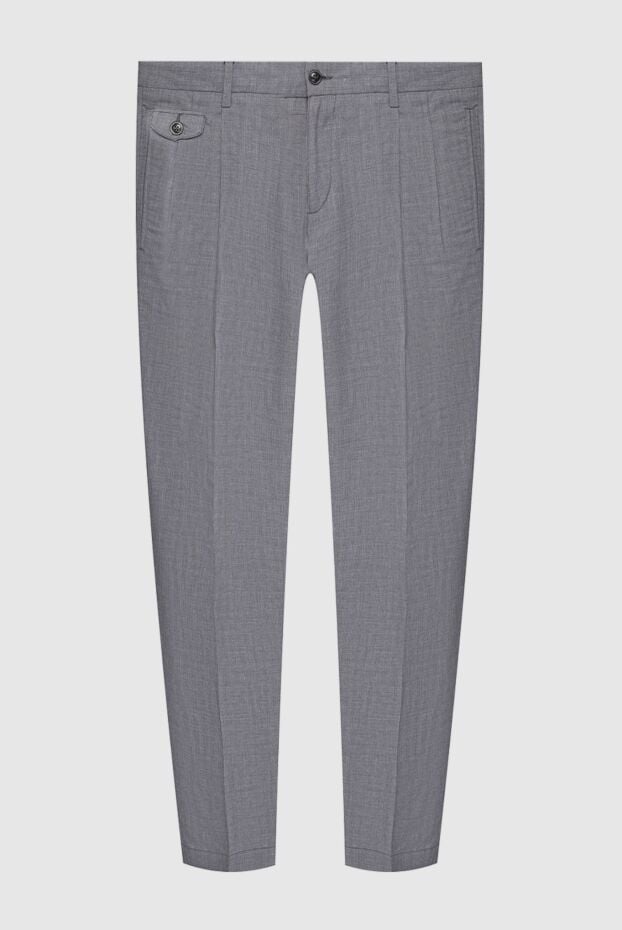 Dolce & Gabbana men's cotton trousers, grey, with a checkered pattern, straight cut 994912 - photo 1