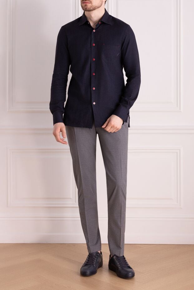 Dolce & Gabbana men's cotton trousers, grey, with a checkered pattern, straight cut 994912 - photo 2