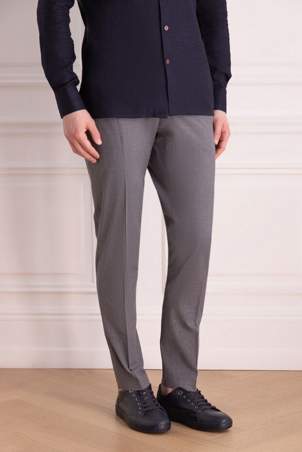 Dolce & Gabbana men's cotton trousers, grey, with a checkered pattern, straight cut 994912 - photo 3