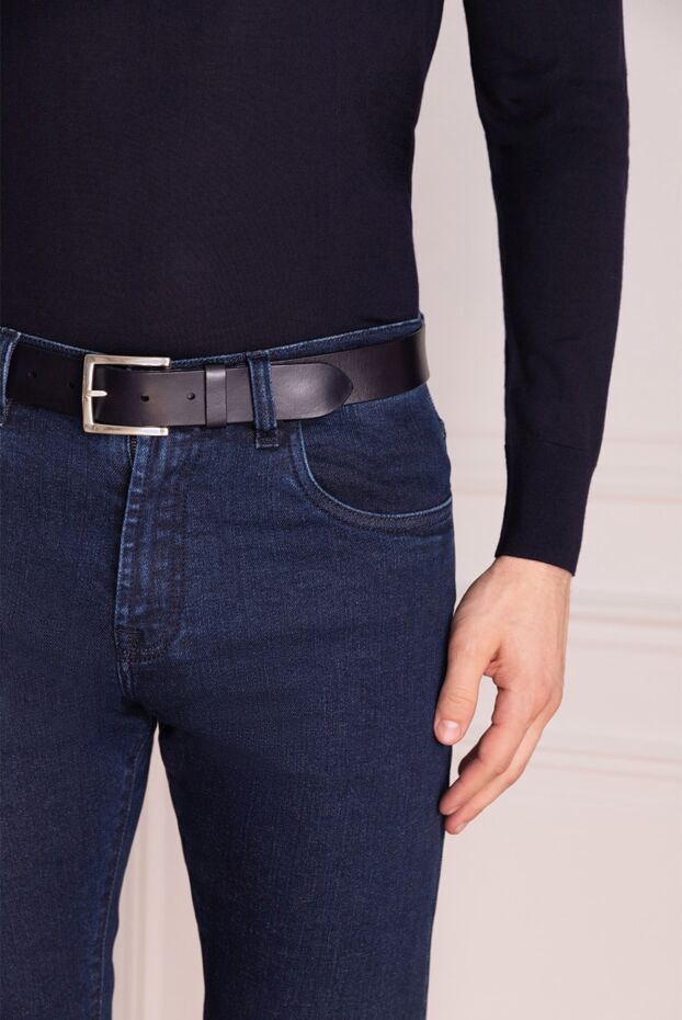 Orciani black leather belt for men 996158 - photo 2