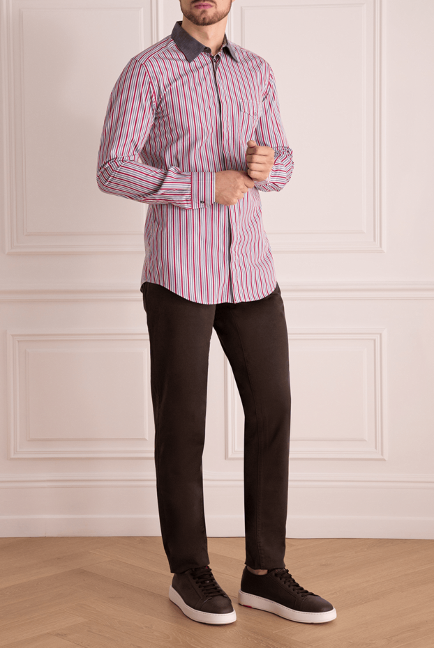 Dolce & Gabbana red and blue striped cotton shirt with dark contrast collar 999181 - photo 2