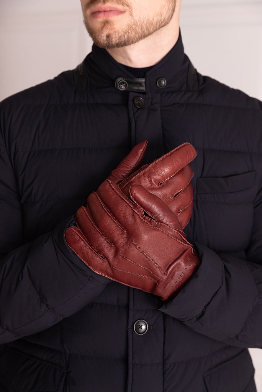 Billionaire чоловічі рукавички зі шкіри бордові чоловічі купити фото з цінами 125795