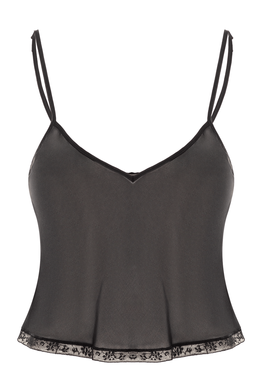 Ermanno Scervino lightweight black chiffon top with lace top 133807 - photo 1