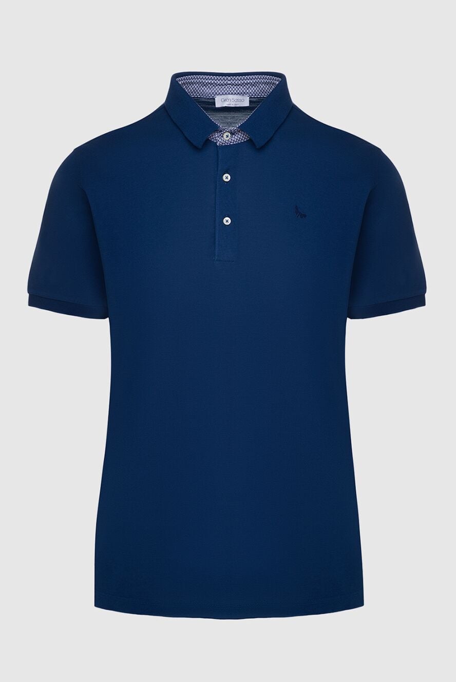 Gran Sasso men's blue textured cotton pique short sleeve polo shirt (markdown) 195477 - photo 1