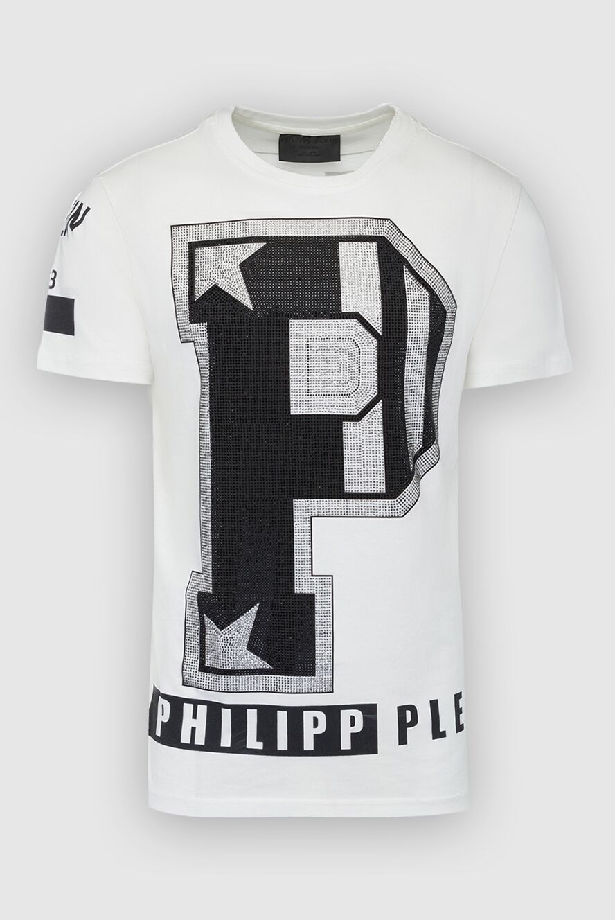 Philipp Plein біла футболка з бавовни з об'ємною нашивкою літери p і x 139220 - фото 1