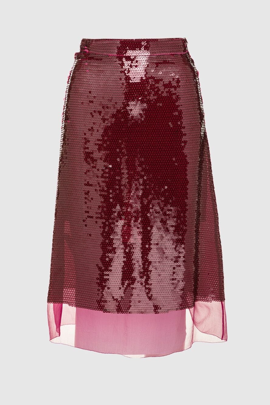 Pink polyester and silk skirt for women