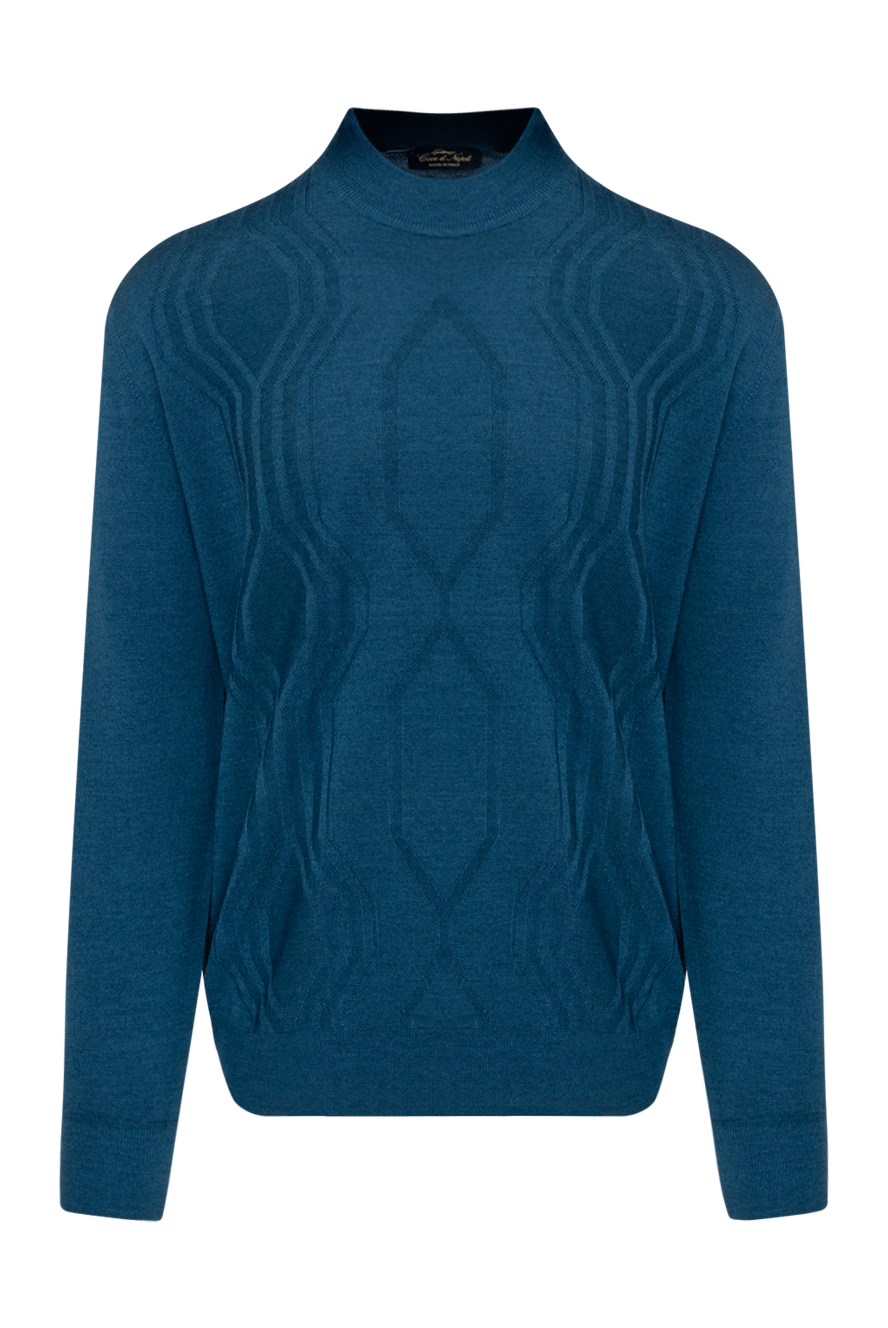 Cesare di Napoli man high-collar stand-up jumper made of wool and cashmere blue for men 141988 - photo 1