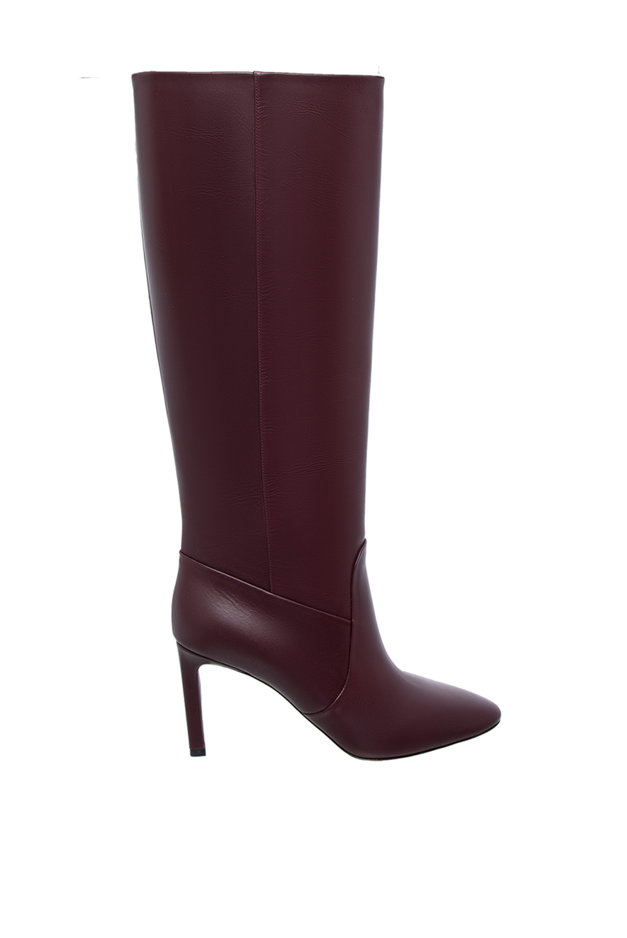Nina Ricci чоботи жіночі шкіряні на тонкому підборі бордові 142008 - фото 1