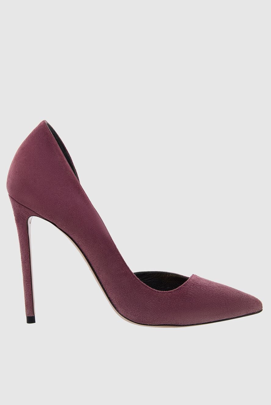 Women's purple suede shoes with high heels