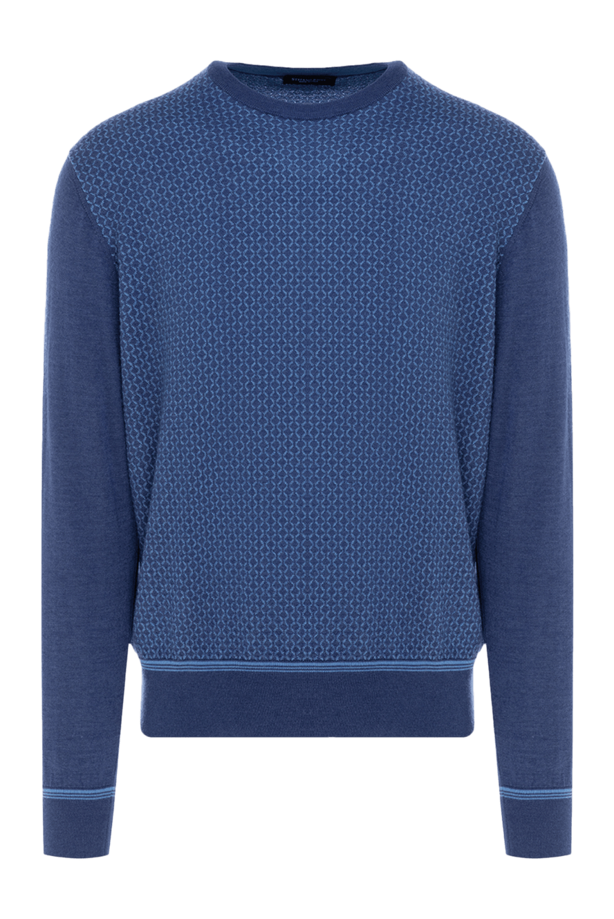 Stefano Ricci blue cashmere and silk jumper with a small geometric pattern 147668 - photo 1