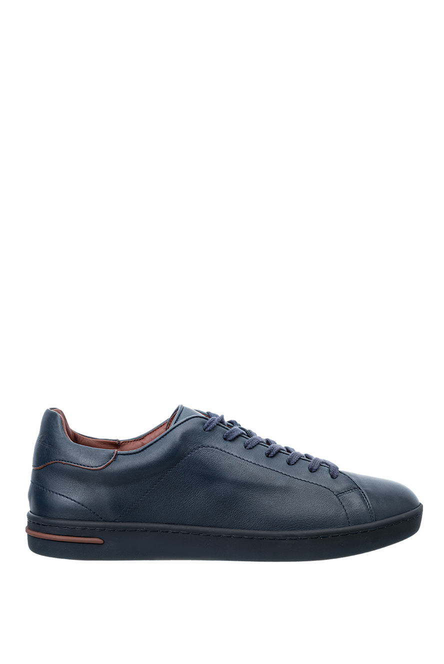 Loro Piana синие сникеры из мягкой кожи с изысканным акцентом на пятке и язычке 150582 - фото 1