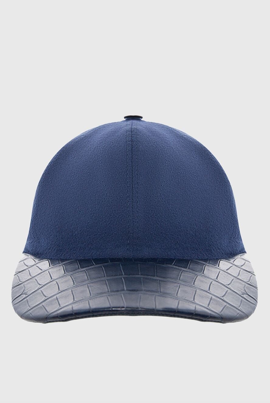 Cesare di Napoli cap made of crocodile leather and cashmere blue men's 152663 - photo 1
