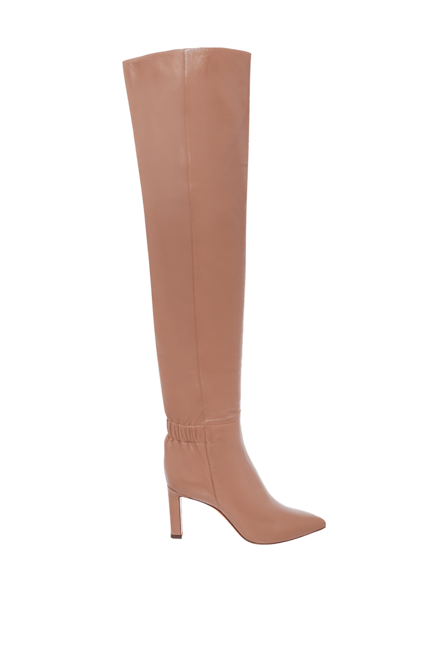 Santoni ботфорти жіночі шкіряні з резинкою бежеві 162377 - фото 1