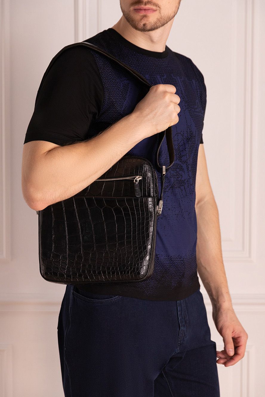 Tardini чоловічі сумка через плече зі шкіри крокодила чорна чоловіча купити фото з цінами 166021