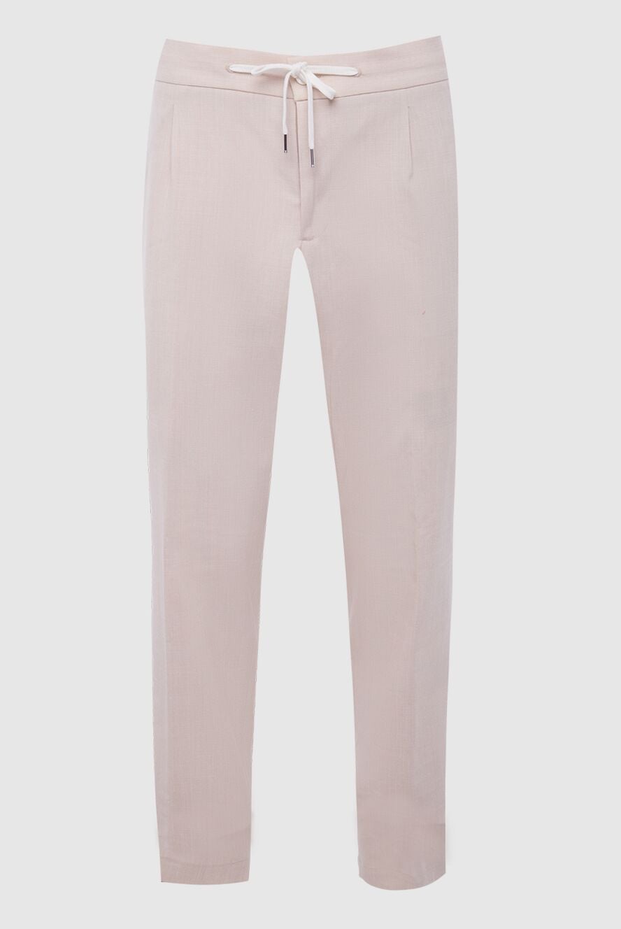 Cesare di Napoli beige men's straight-cut trousers with drawstring 168192 - photo 1