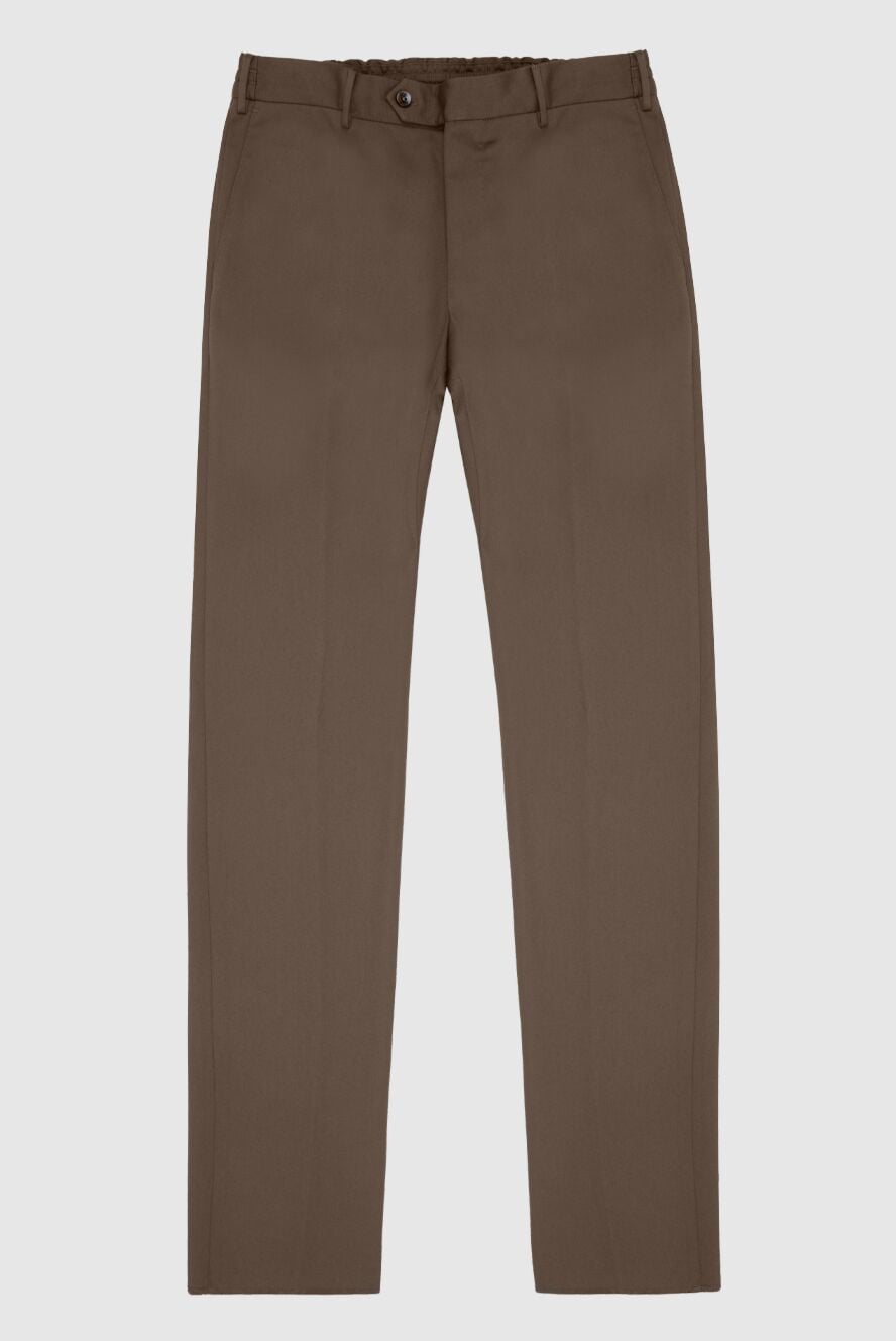 Men's Fleece Trousers Brown with Pleats