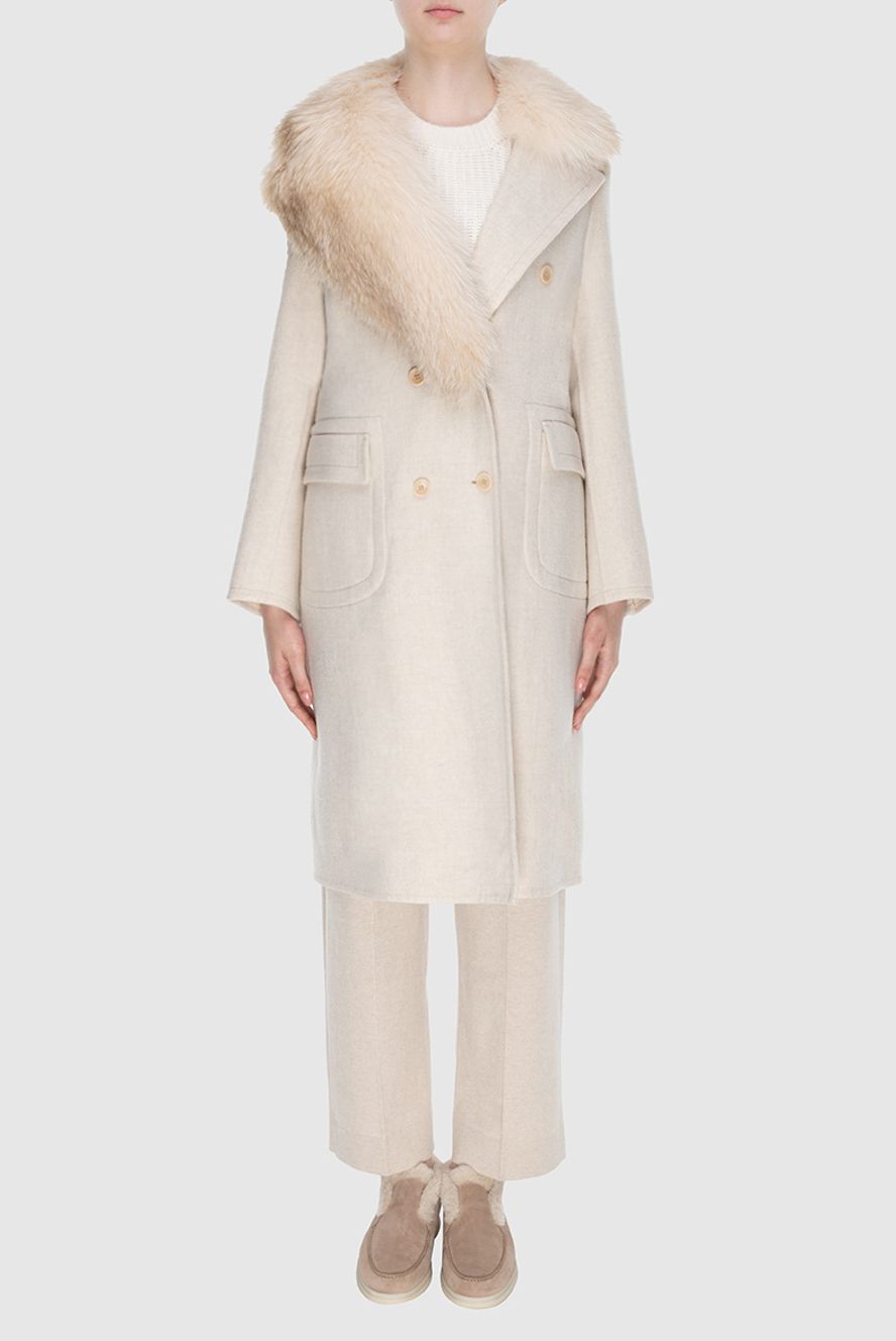 Ermanno Scervino жіночі пальто з вовни та кашеміру жіноче бежеве купити фото з цінами 170406