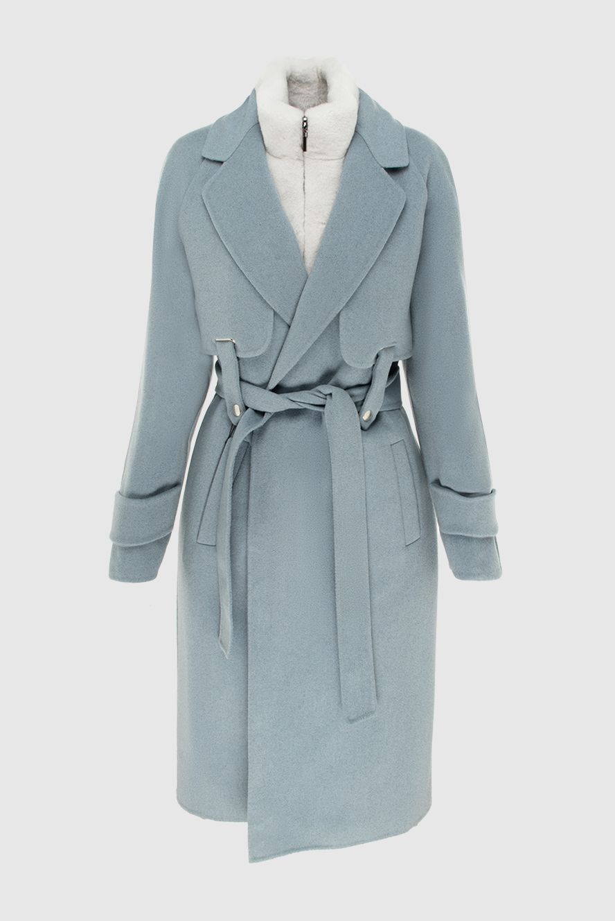 Fabio Gavazzi жіночі пальто з кашеміру та хутра блакитне жіноче купити фото з цінами 171093