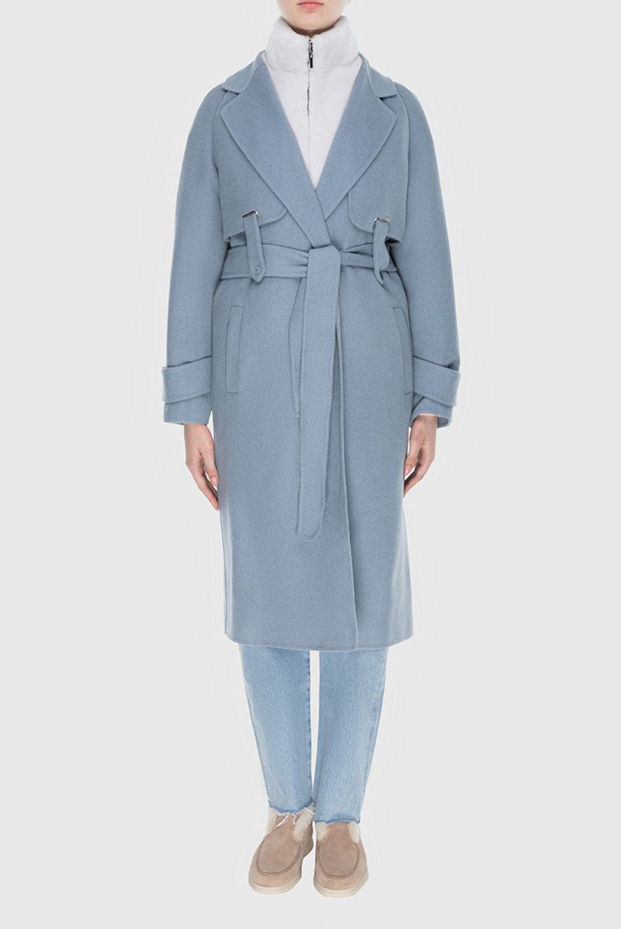 Fabio Gavazzi жіночі пальто з кашеміру та хутра блакитне жіноче купити фото з цінами 171093