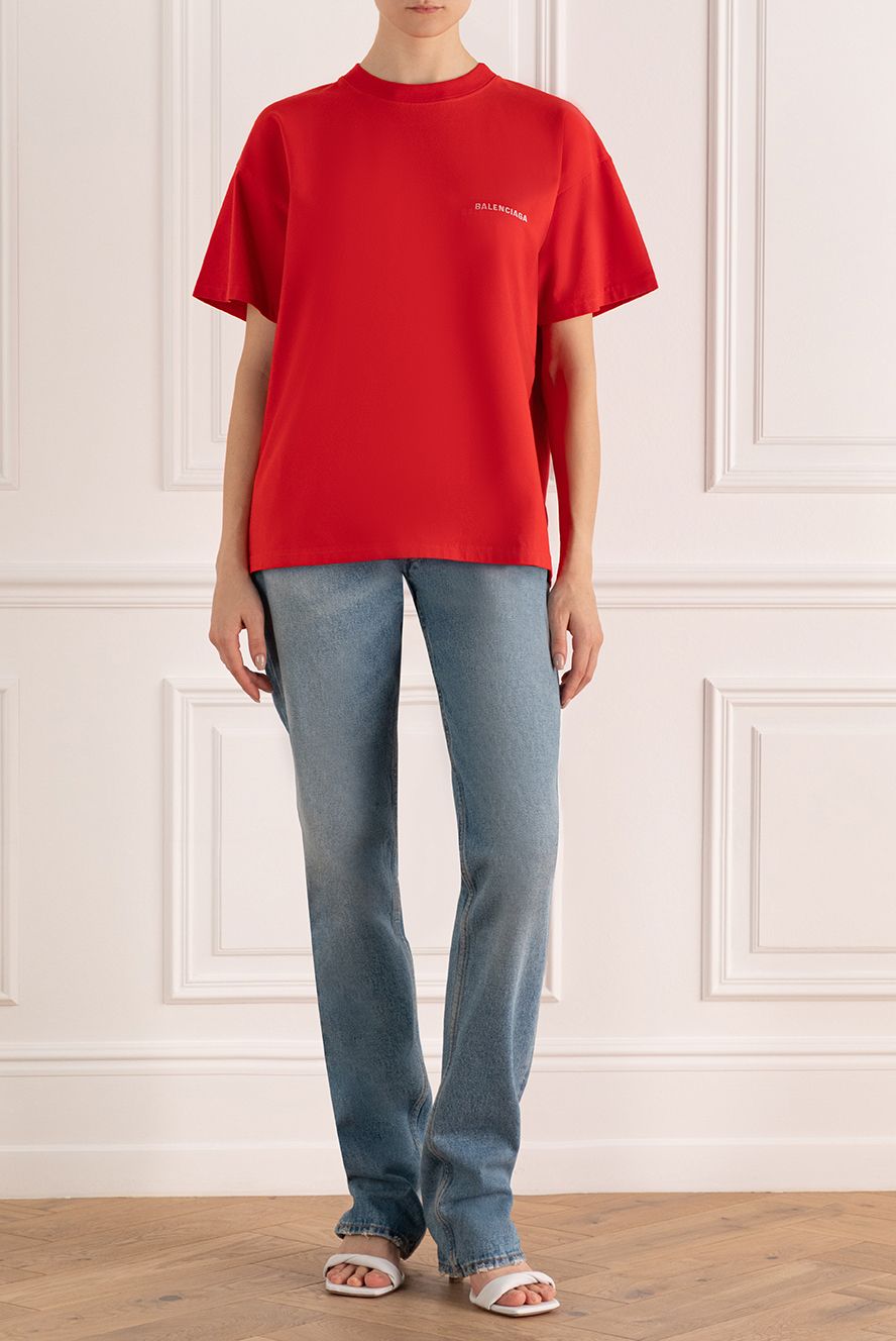 Balenciaga жіночі футболка з бавовни червона жіноча купити фото з цінами 171405
