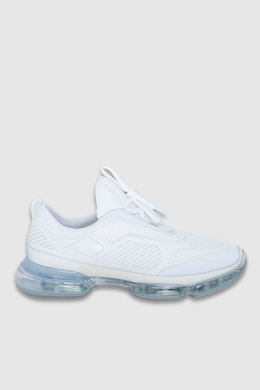 White leather and elastane sneakers for men