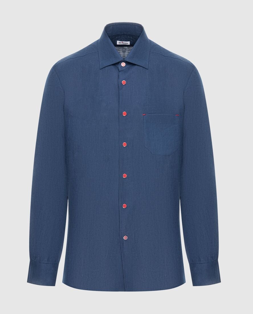 Kiton man blue linen shirt for men 173603 - photo 1