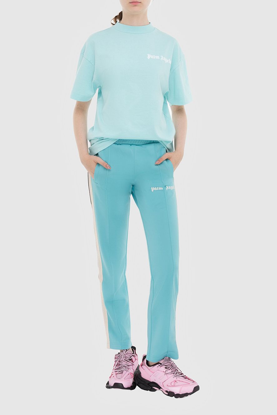 Palm Angels жіночі штани спортивні з поліестеру блакитні жіночі купити фото з цінами 173954