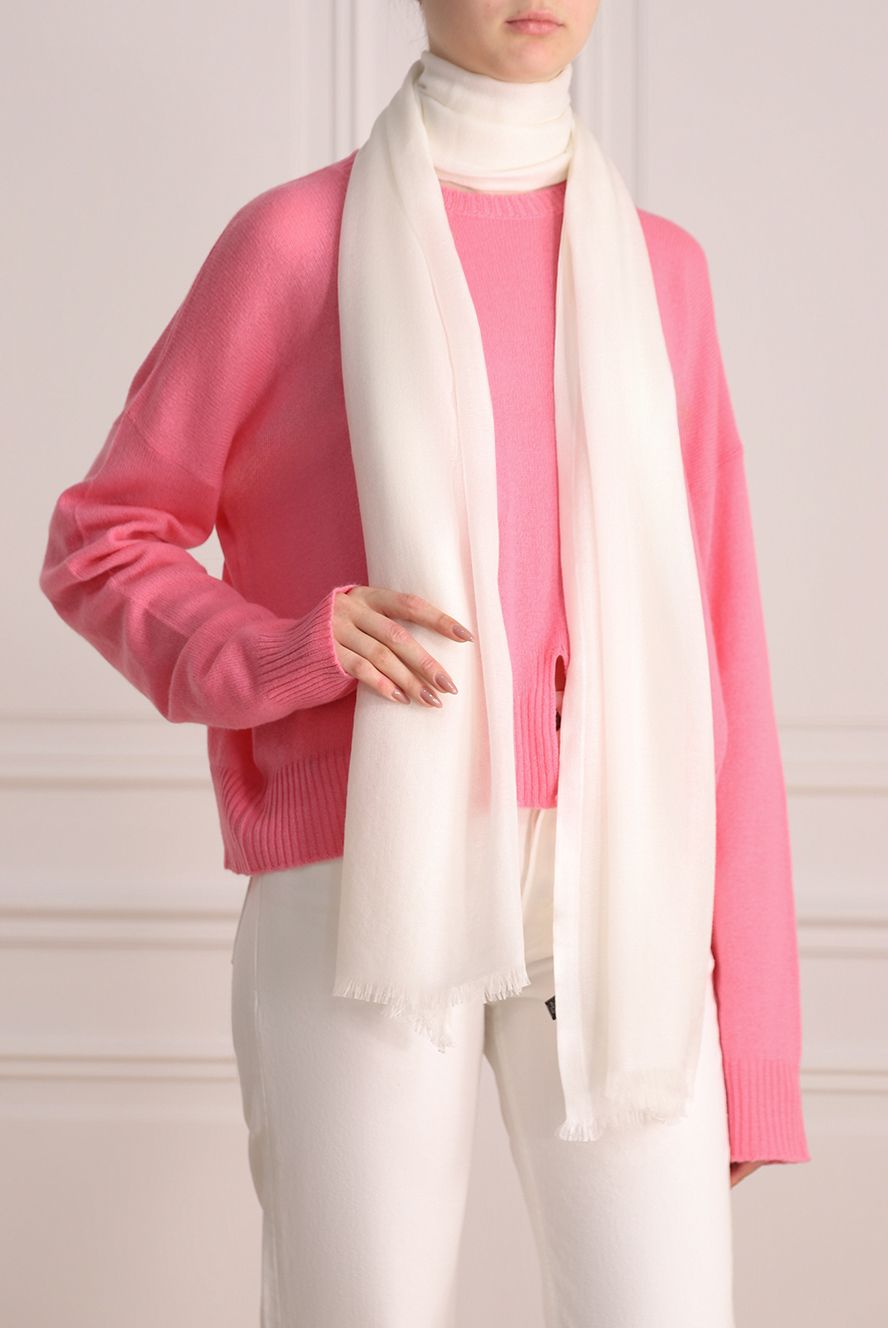 Loro Piana жіночі шарф з кашеміру та шовку білий жіночий купити фото з цінами 173990