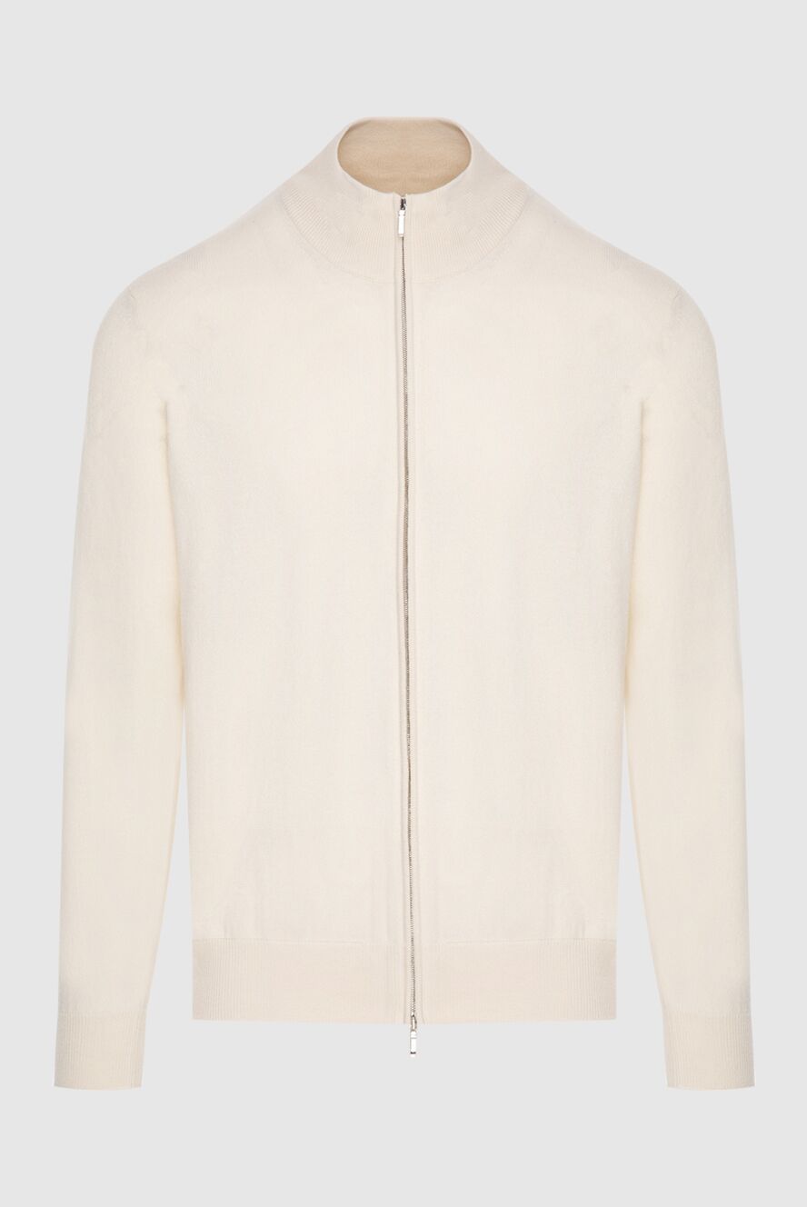 White cashmere cardigan for men