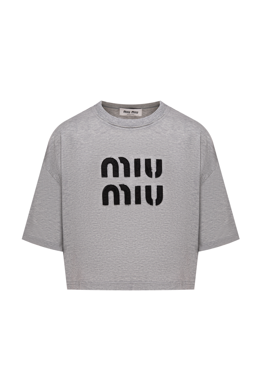 Miu Miu жіночі футболка з бавовни сіра жіноча купити фото з цінами 174216