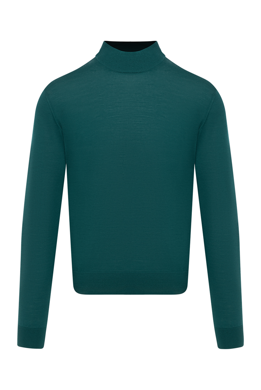 Cesare di Napoli man men's high-collar stand-up jumper made of wool green 174827 - photo 1