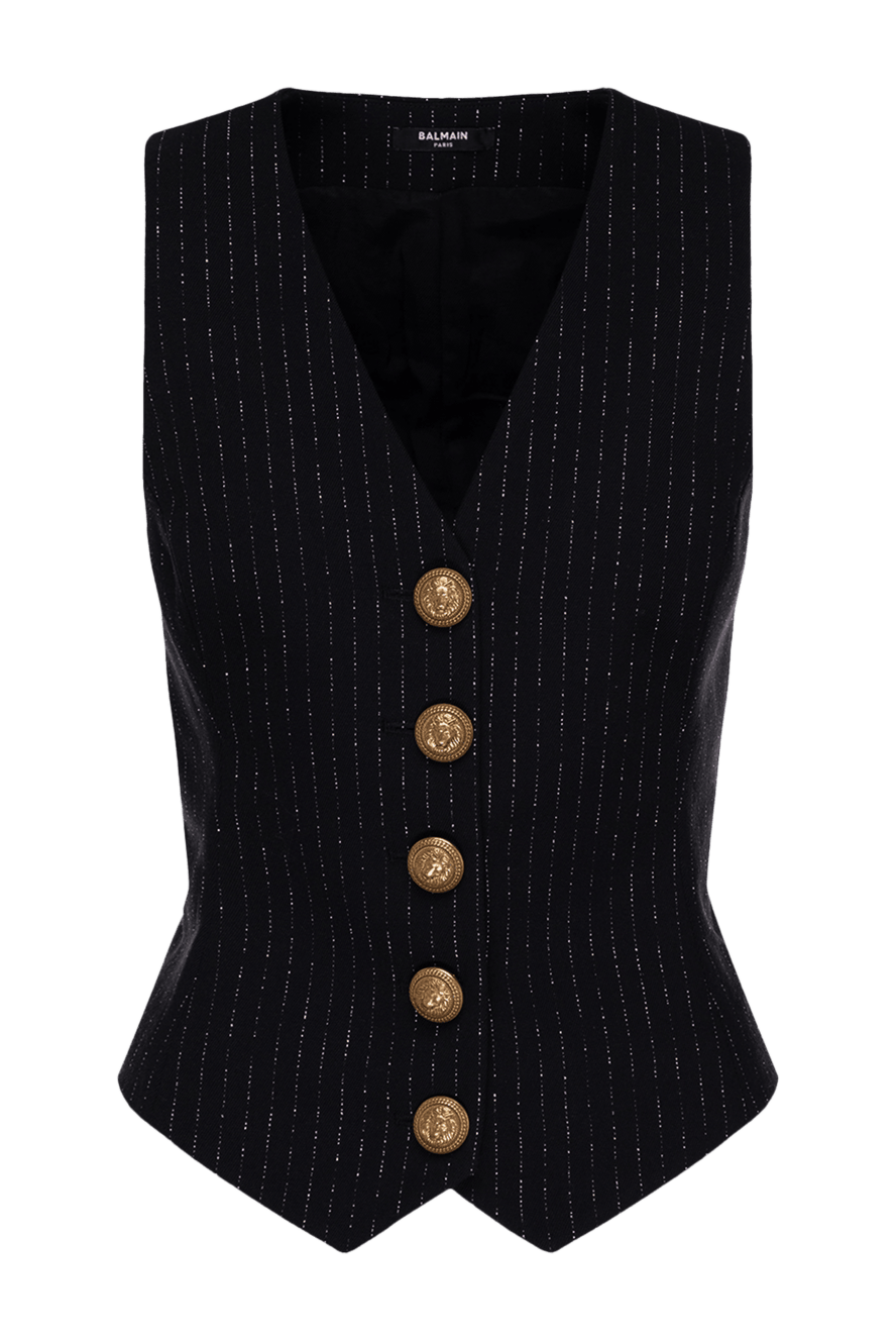 Black wool vest for women
