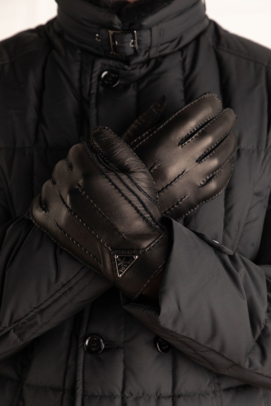 Prada чоловічі рукавички із натуральної шкіри чорні чоловічі купити фото з цінами 175151