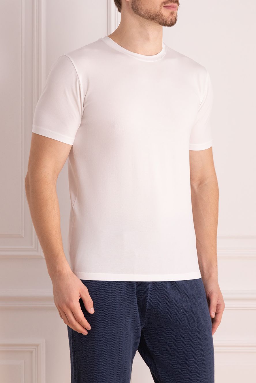 Cesare di Napoli чоловічі футболка з бавовни та еластану біла чоловіча купити фото з цінами 175623
