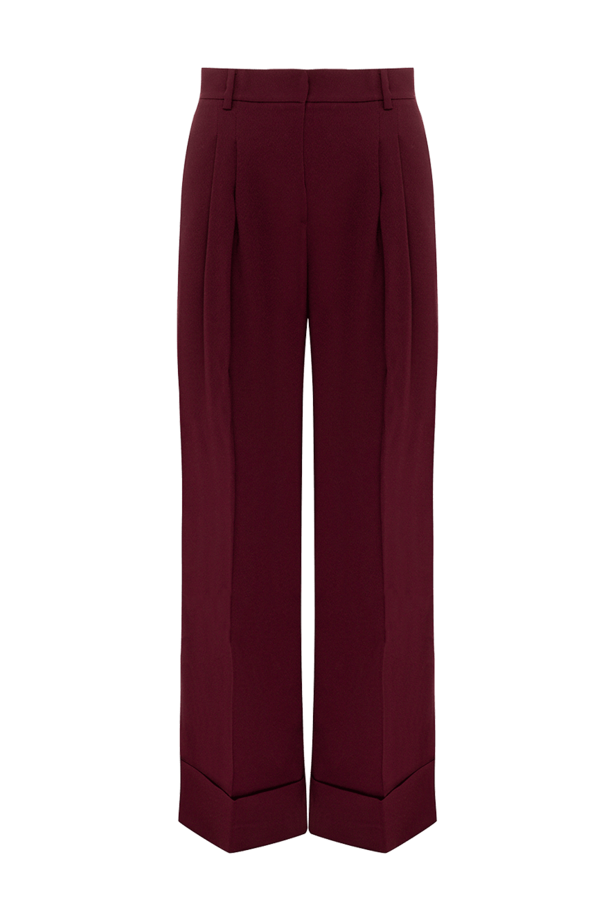Polyester pants burgundy for women