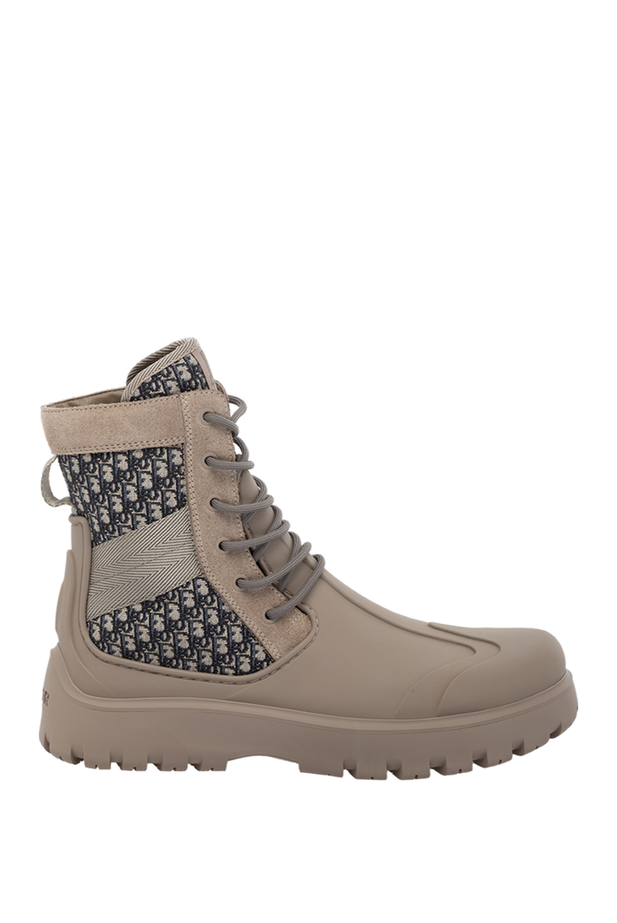 Beige cotton and rubber boots for men