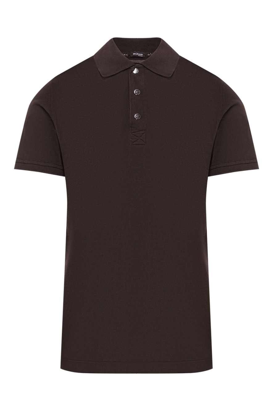 Kiton поло чоловіче темно-сіре з червоними кнопками з бавовни 178901 - фото 1